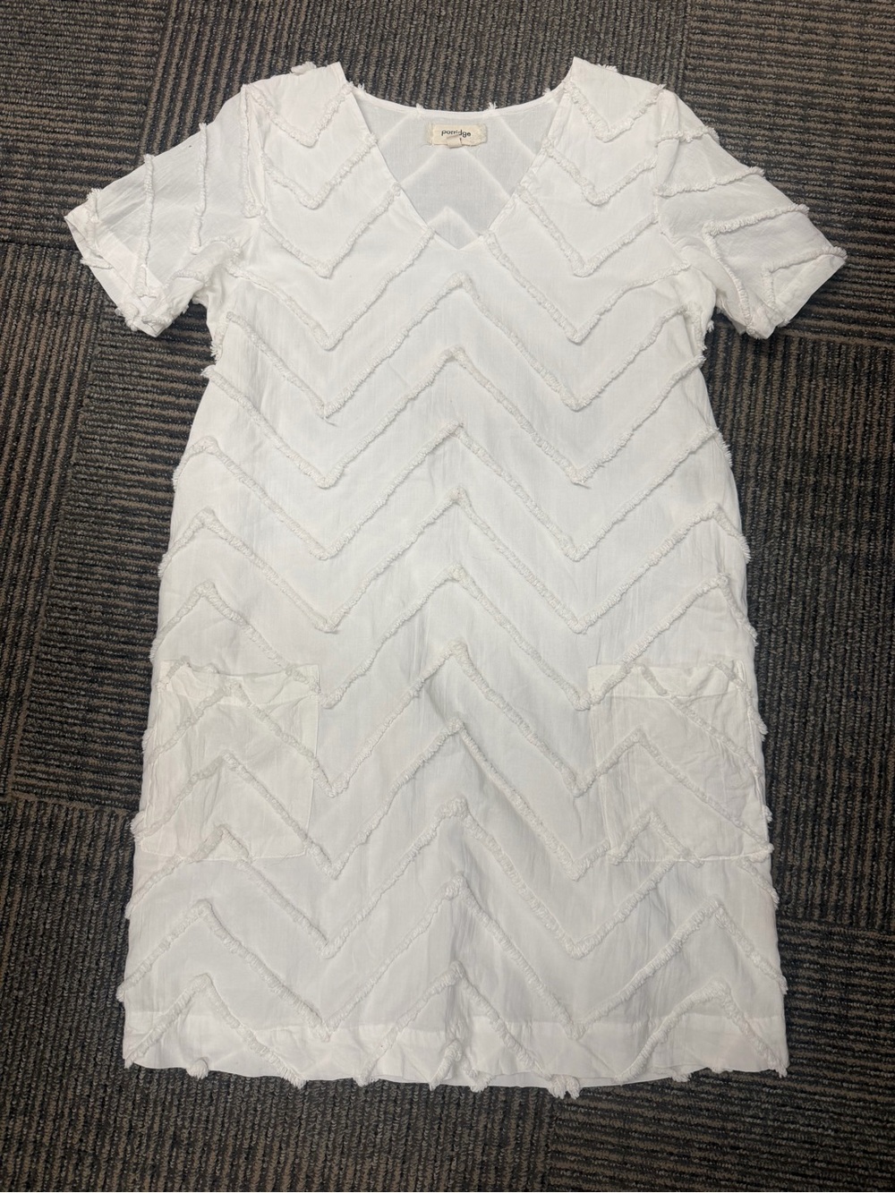 EUC Anthropology Marcelle White Porridge Texture Shift Dress Sz XS